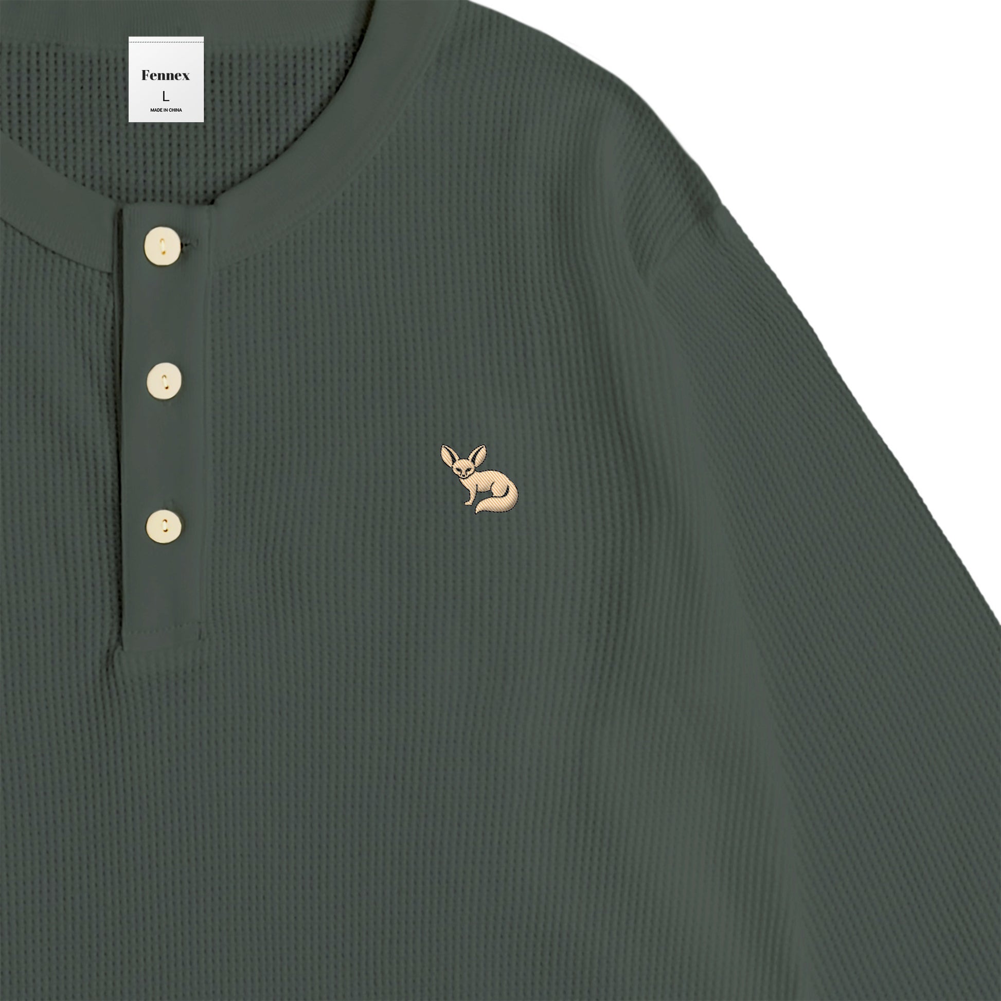 JP Fennex Waffle Henry Neck green-gray image