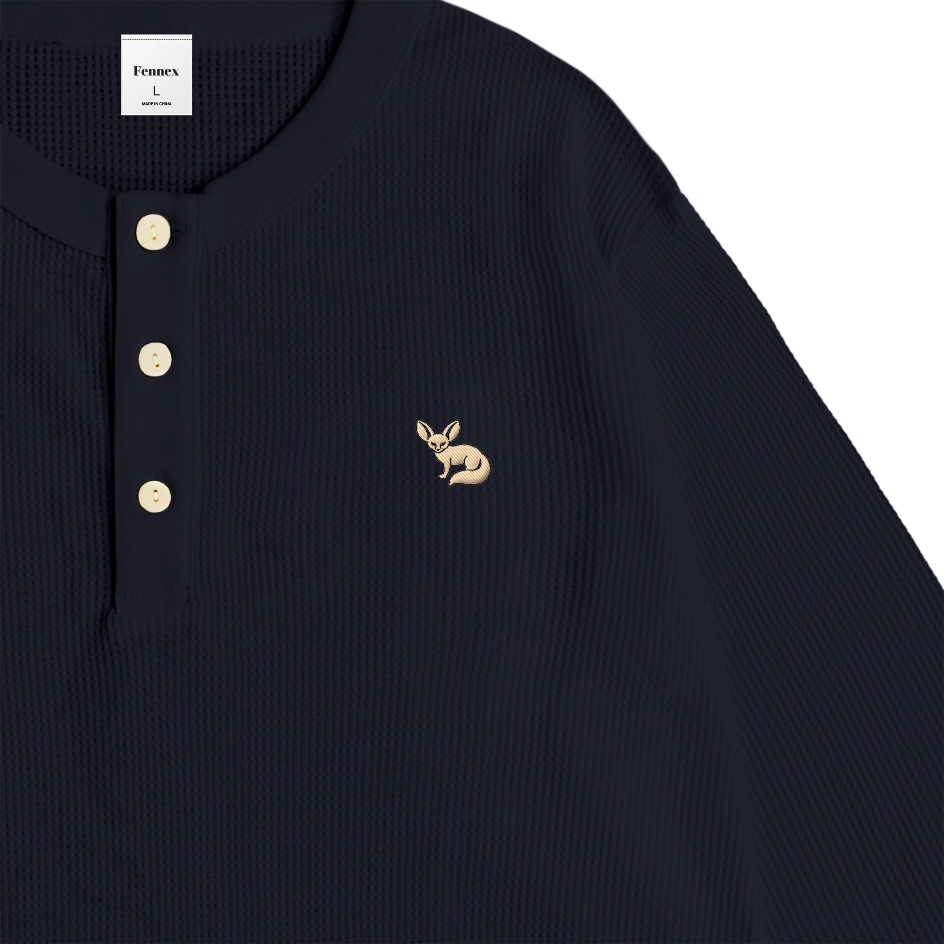JP Fennex Waffle Henry Neck navy image
